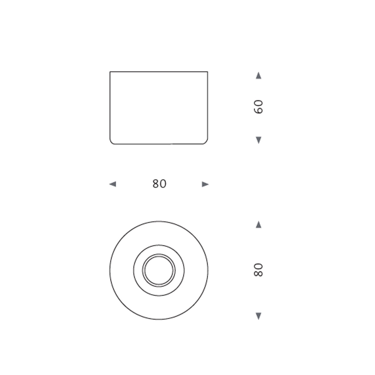 Mawa Eintopf Wand-/ Deckenleuchte, Ø: 8 cm – technische Zeichnung