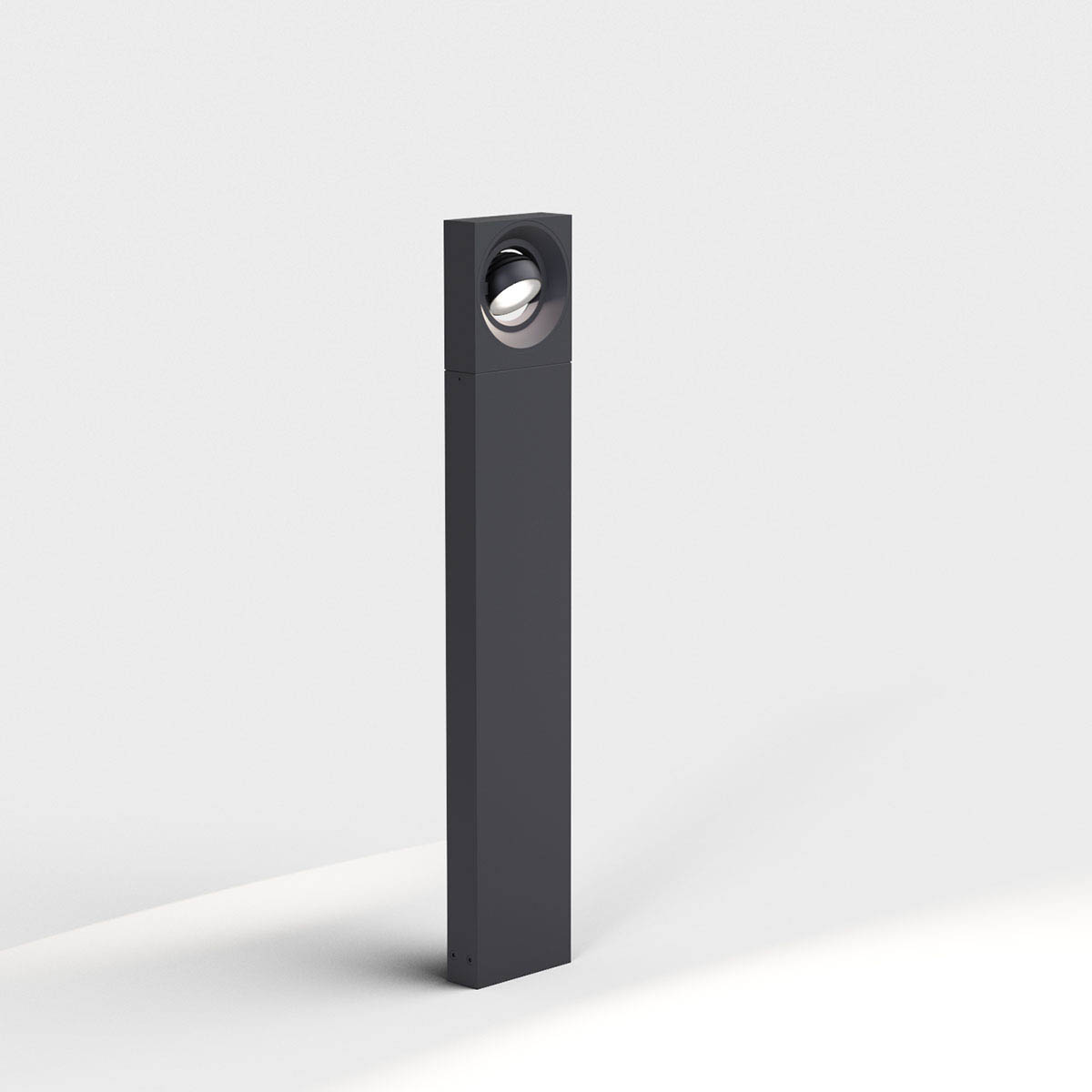 Schmale viereckige Pollerleuchte für außen in der Farbe schwarz