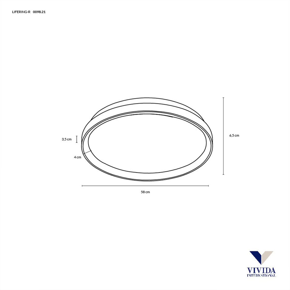 Lifering-R Deckenleuchte, Titanium, Ø: 58 cm