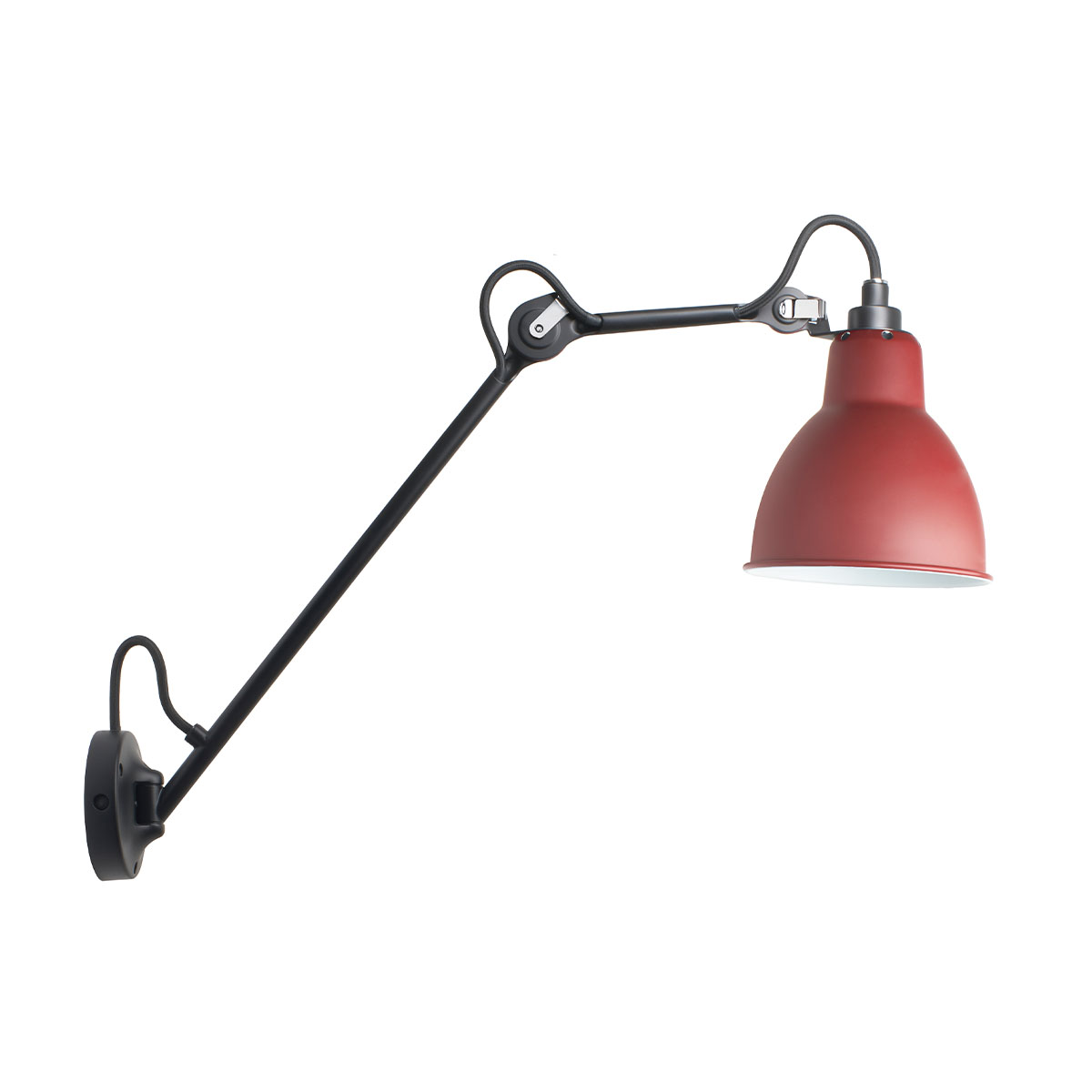 DCW Editions Lampe Gras N° 122 Wandleuchte, T: 58,4 cm Schwarz, Schirm Rot Schwarz Modern – exklusive Wandleuchte für Treppenhaus Spezial Angebot Pack Duo Lampe Gras N° 122 Wandleuchte Schwarz, Schirm Rot mit Schalter in Schwarz Rot – zeitloses Design von DCW Editions für den Flur