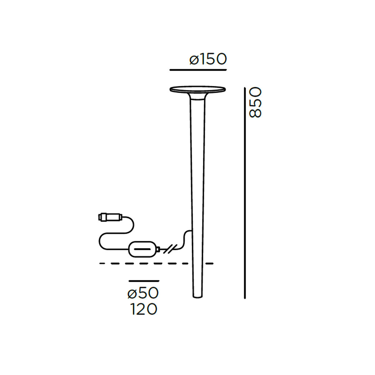 lix Spike Erdspießleuchte, Connect, Ø: 15 cm, H: 85 cm, Cool Brown