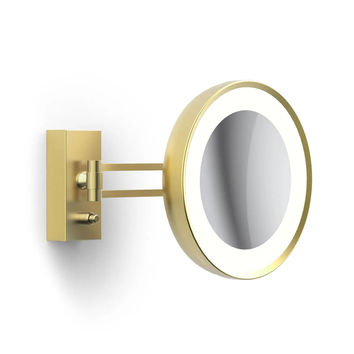 Hochwertiger Kosmetikspiegel mit LED-Licht – Decor Walther BS 36 7x Kosmetik, Schminkspiegel mit Licht Bad, H: 22 cm, B: 30 cm, Gold matt, 7x Vergrößerung