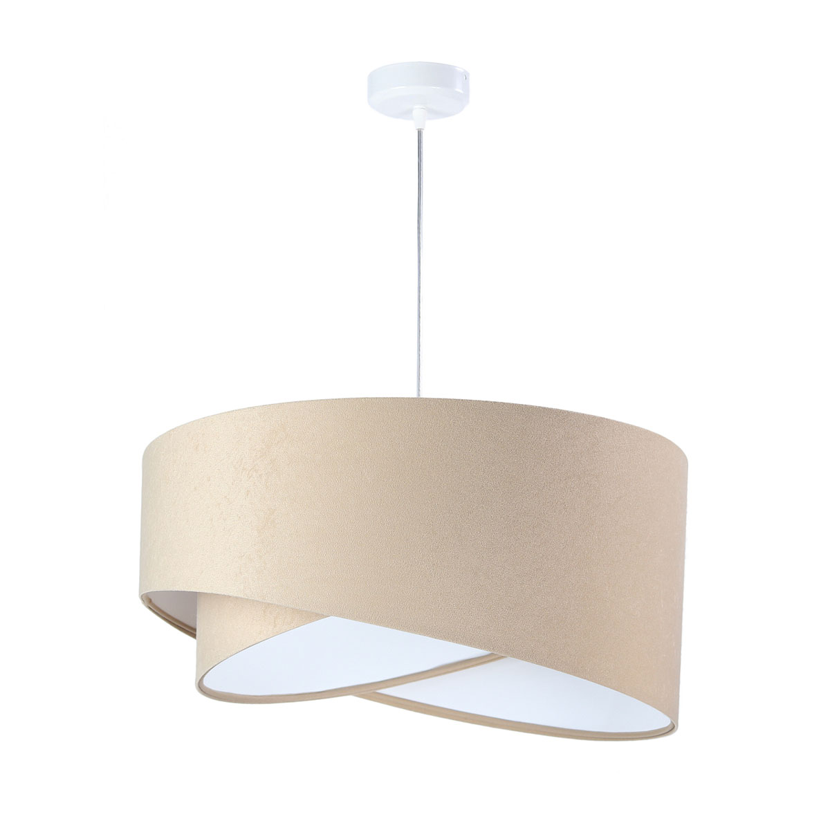 Pendelleuchte, Ø: 50 cm, Beige, Weiß