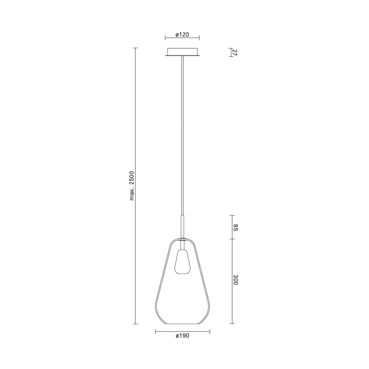Anoli 1 Medium Pendelleuchte, Ø: 19 cm, Opalglas