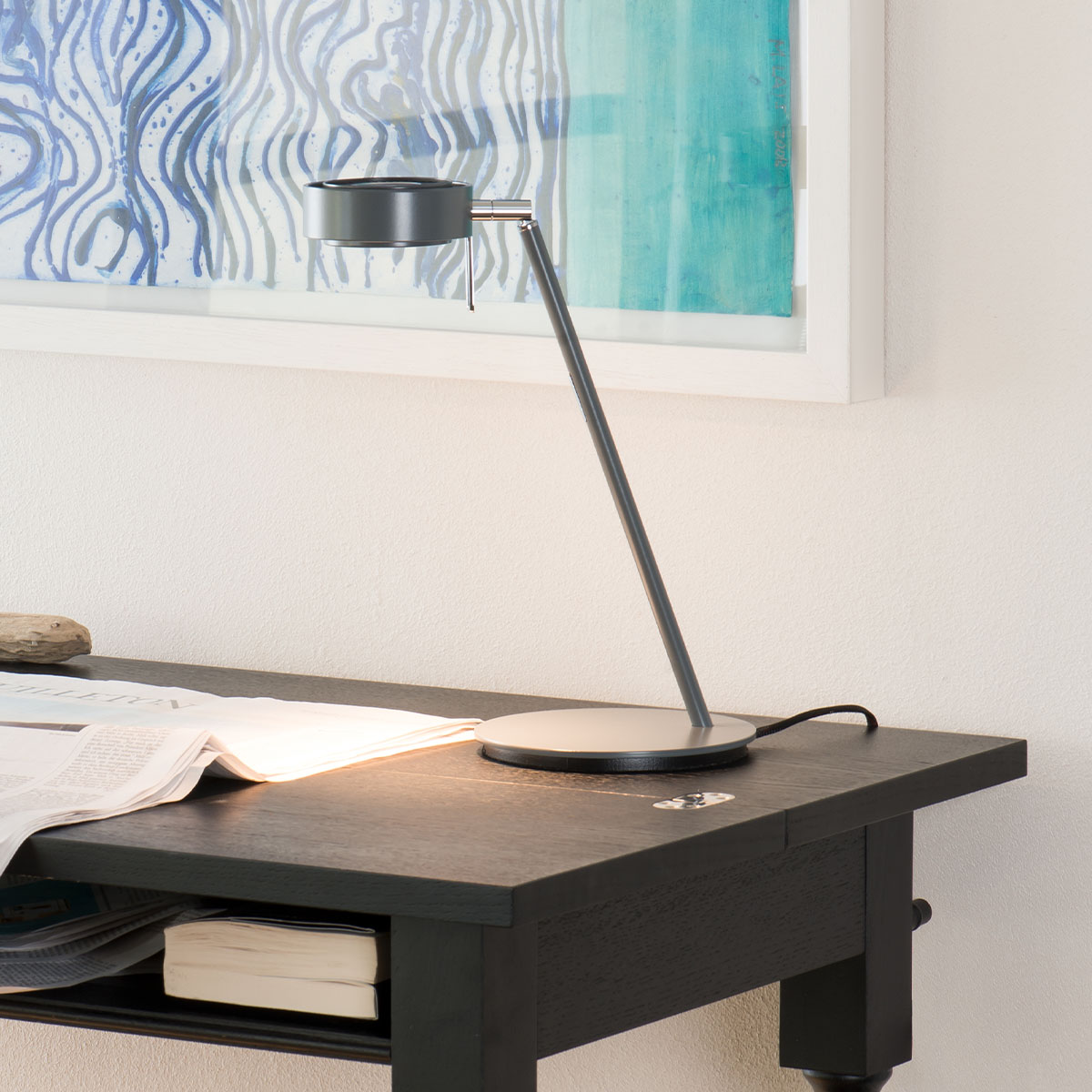 Pure mini Tischleuchte, H: 35,5 cm, Basalt Grau matt