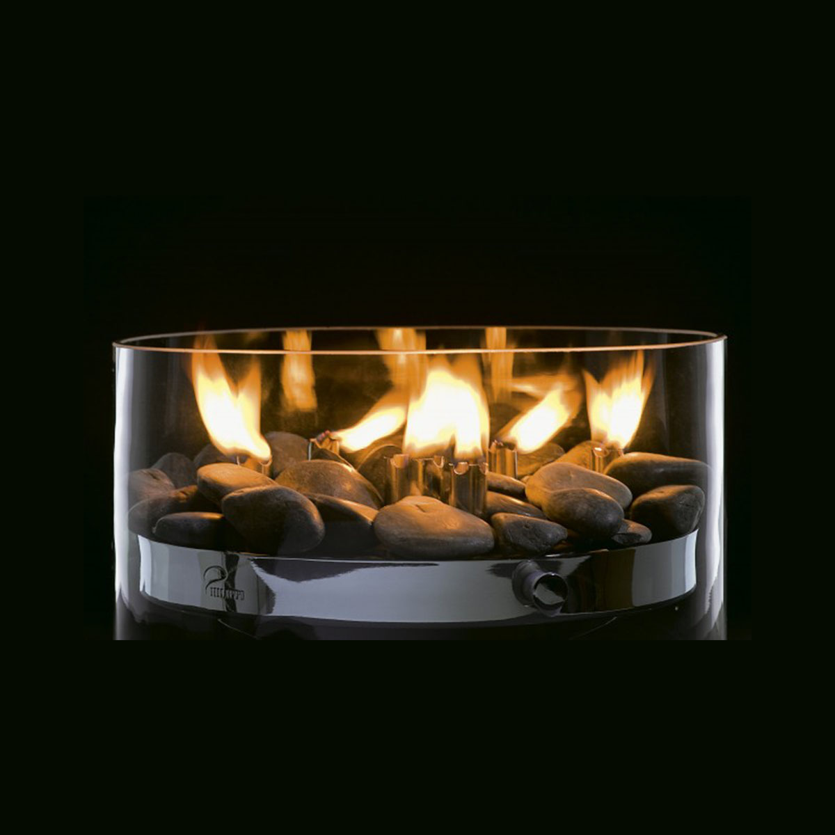Fire Tischkamin, Glas, Stahl, Edelstahl, Flusssteine Fire Tischkamin, Glas, Stahl, Edelstahl, Flusssteine