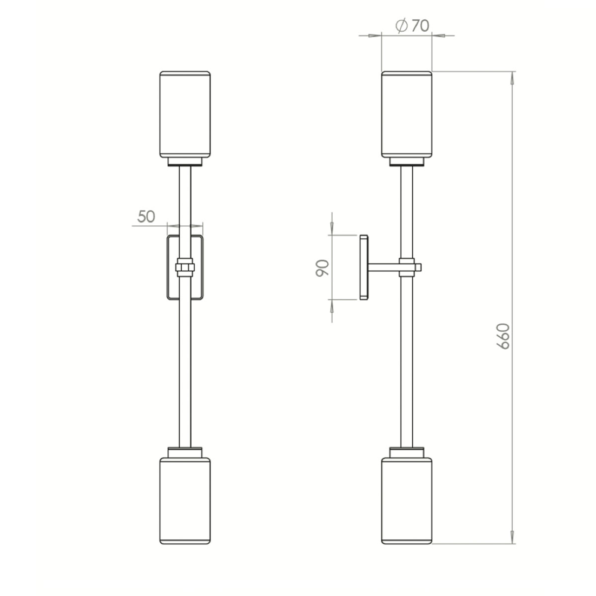 Bert Frank Farol Wandlampe, H: 60 cm, 2-flammig, Opalglas aus gebürstetes Messing und Glas – Designerleuchte aus England, atmosphärisches Licht, Farol-Serie mit mediterraner Eleganz gleichmäßige Beleuchtung: Bert Frank Farol Wandlampe, H: 60 cm, 2-flammig, Rauchglas – gefertigt aus Messing und Glas, handgefertigt, Farol-Serie mit mediterraner Eleganz