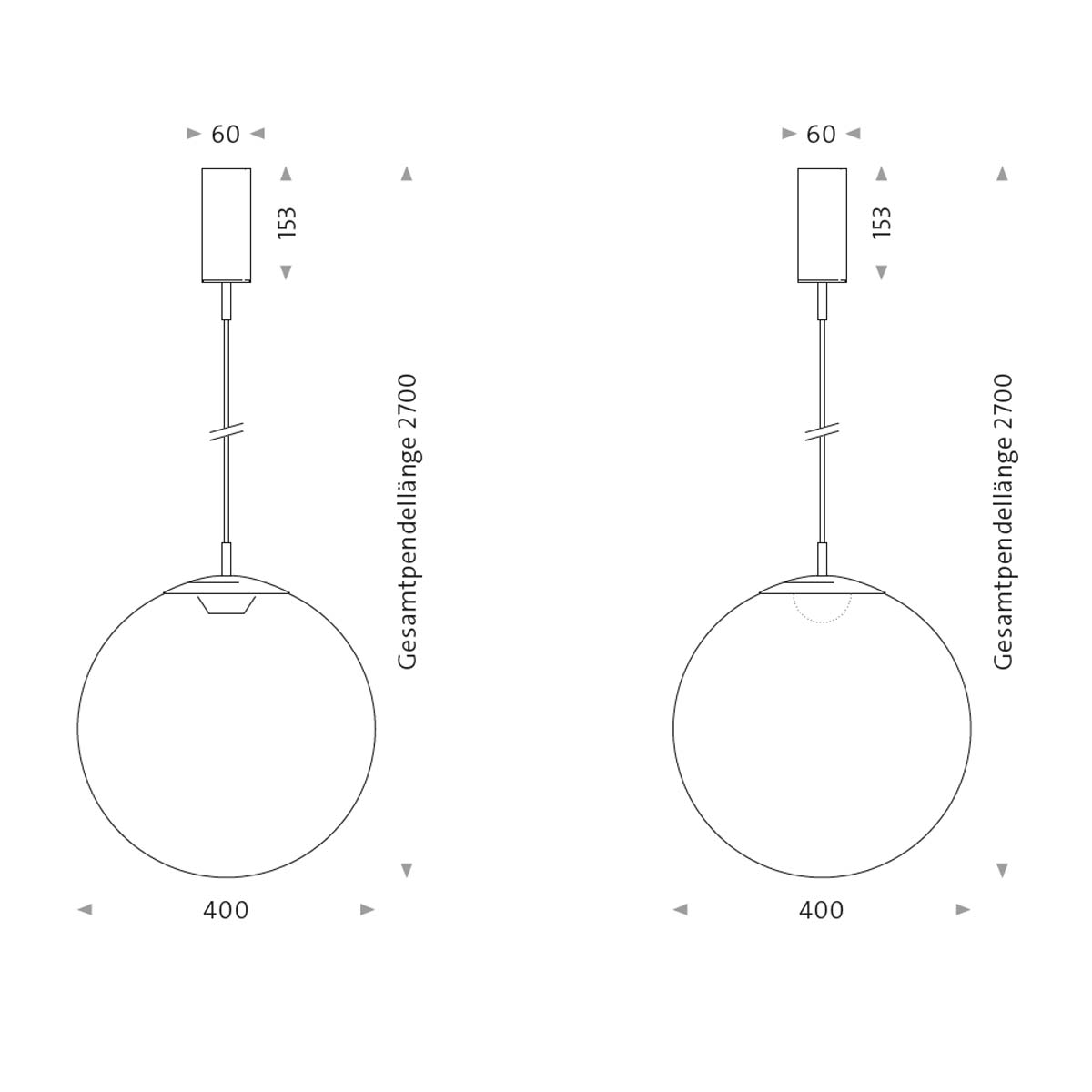Mawa Design glaskugelleuchte led ku4 Pendelleuchte, Ø: 40 cm Schwarz matt Klarglas Extra-Warmweiß 2700K DALI Mawa Design glaskugelleuchte led ku4 Pendelleuchte, Ø: 40 cm Weiß matt Opalglas Warmweiß 3000K Phase Cut