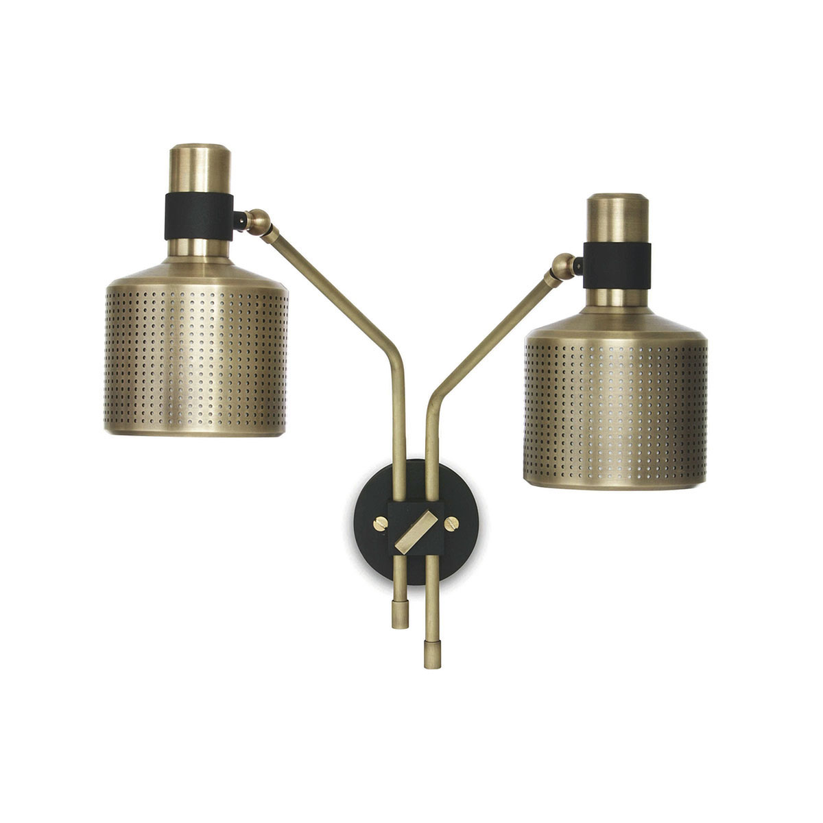 fokussiertes Licht: Bert Frank Riddle Double Wandleuchte, H: 19 cm, 2-flammig – gefertigt aus poliertes Messing, handgefertigt, Riddle-Serie mit exklusiven Designer-Wandleuchten fokussiertes Licht: Bert Frank Riddle Double Wandleuchte, H: 19 cm, 2-flammig – gefertigt aus poliertes Messing, handgefertigt, Riddle-Serie mit exklusiven Designer-Wandleuchten