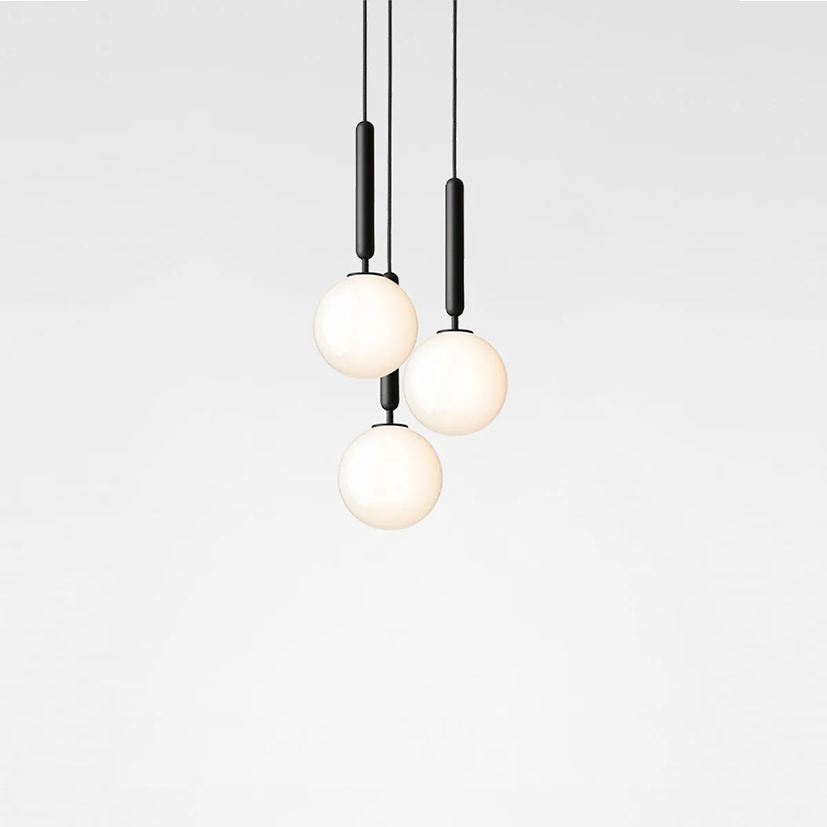 Miira 3 Pendelleuchte, Ø: 31 cm, Steingrau, Opalglas