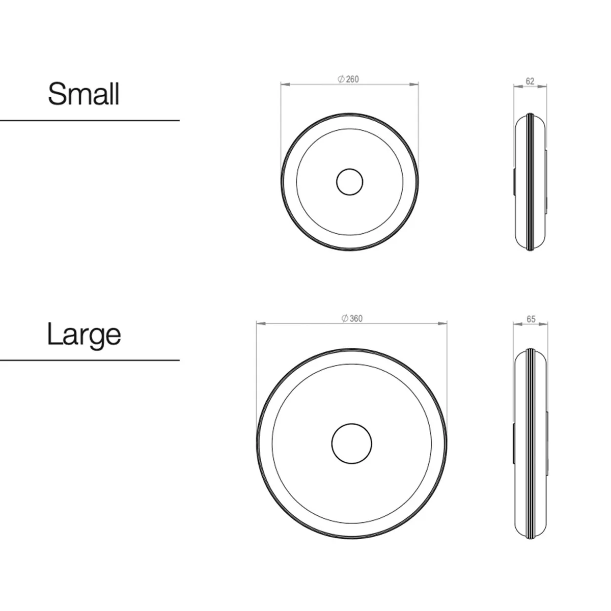 Technische Zeichnung Bert Frank Beran Wandleuchte, Nickel satiniert, Ø: 36 cm