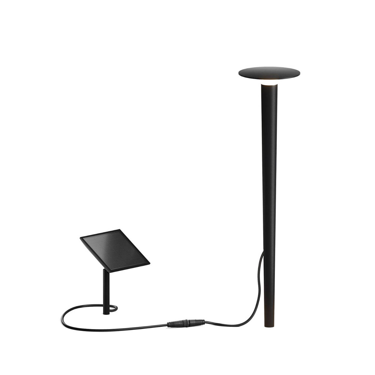 lix spike solar Erdspießleuchte, H: 85 cm, Deep Black Längliche Erdspießleuchte schwarz mit Solarpanel und schwarzem Verbindungskabel