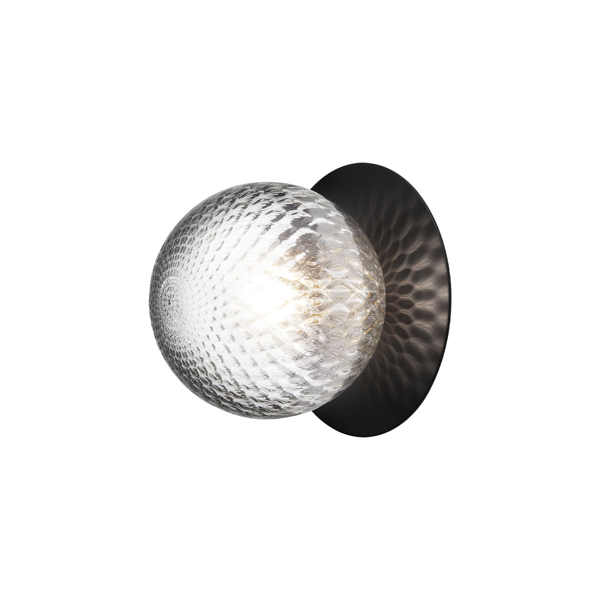 Liila 1 Medium Wand- und Deckenleuchte, Ø: 16,5 cm, Schwarz, Glas transparent