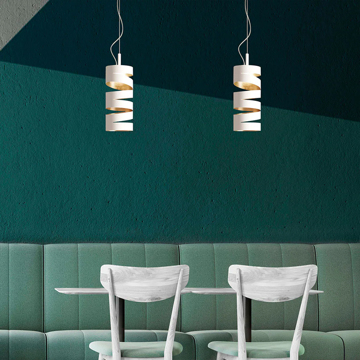 Slice S14 Pendelleuchte, Ø: 14 cm, H: 35 cm, Schwarz & Blattgold, LED