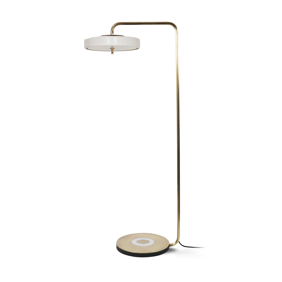 gleichmäßige Beleuchtung: Bert Frank Revolve Standlampe, H: 140 cm, Weiß, Messing gebürstet – gefertigt aus Messing und metallische Oberfläche und Polycarbonat, handgefertigt, ikonische Revolve-Serie im Art Déco Stil sanftes Licht: Bert Frank Revolve Stehleuchte, H: 140 cm, Weiß, Messing poliert – gefertigt aus goldfarbene Oberfläche und metallische Oberfläche und Polycarbonat, handgefertigt, ikonische Revolve-Serie im Art Déco Stil