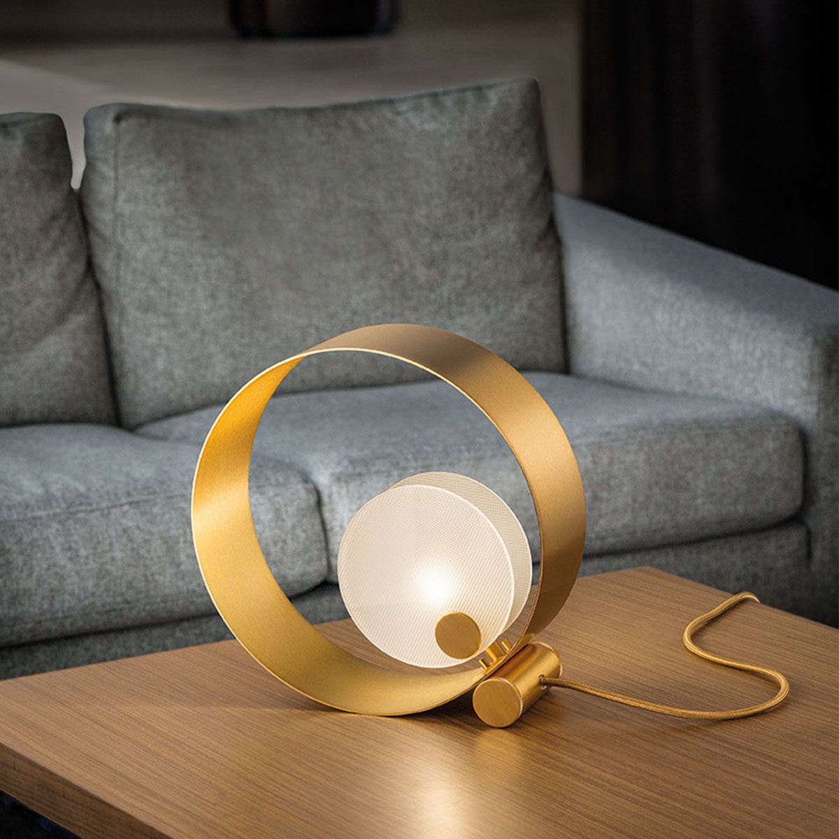 Sound TL1 Tischleuchte, H: 30 cm, Gold gebürstet, Retrofit Sound TL1 Tischleuchte, H: 30 cm, Gold gebürstet, LED-Modul