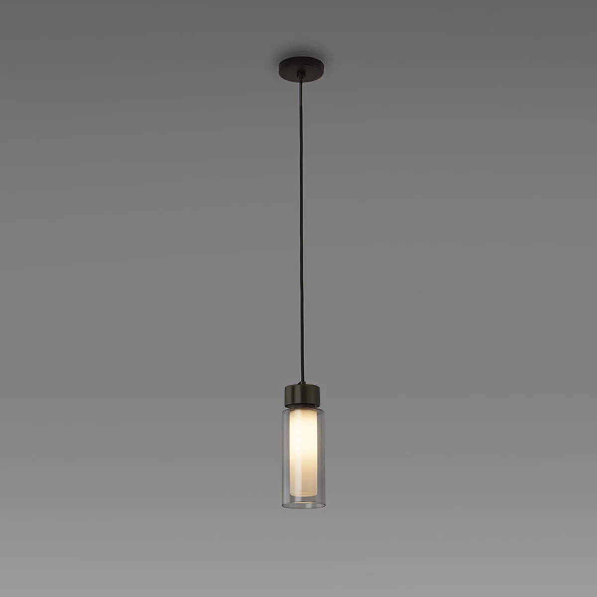 Osman 560.21 Pendelleuchte , Schwarz Matt / Schwarz Chrom & Rauchglas