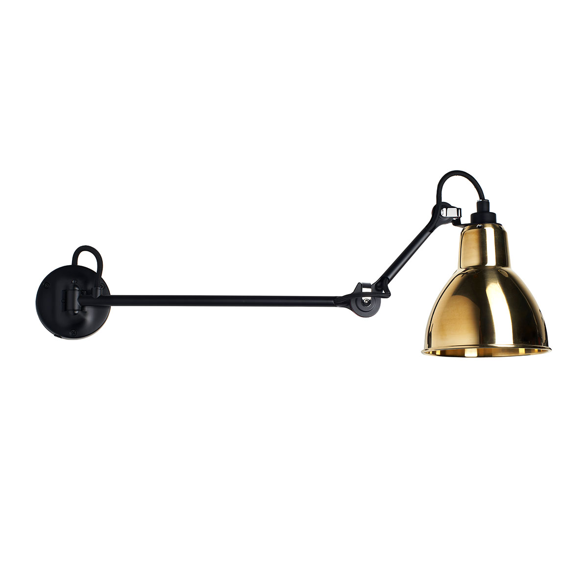 Lampe Gras N° 204 L40 Wandleuchte Schwarz, Schirm Messing in Schwarz Messing – moderne Designerlampe aus dem Hause DCW Editions für den Flur