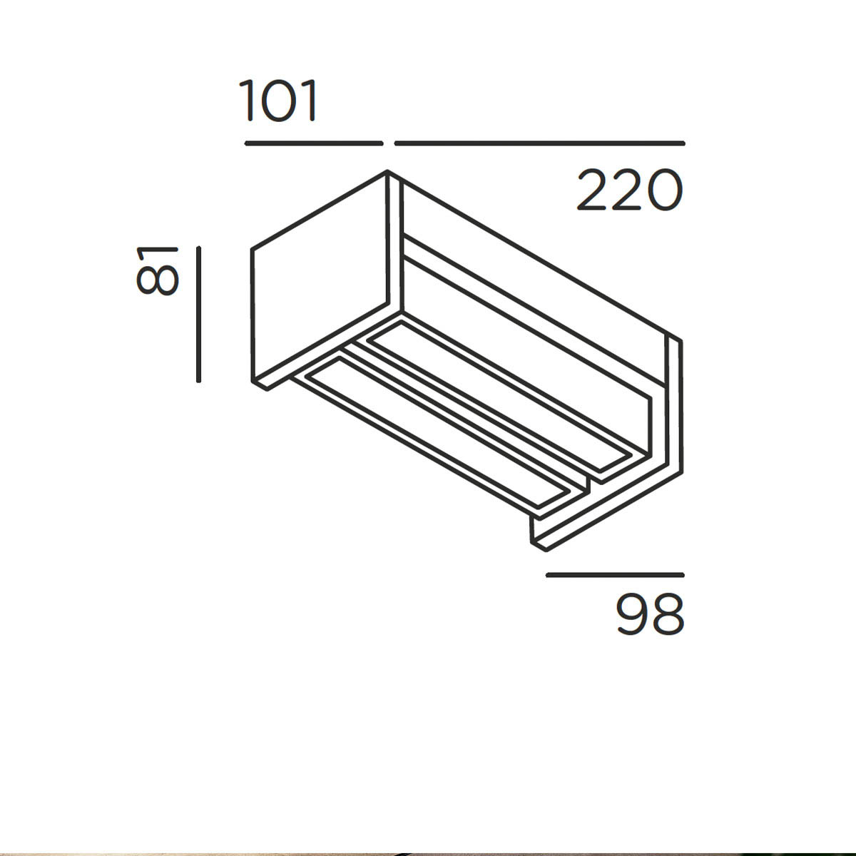 slat Wand- und Deckenleuchte, H: 10,1 cm, B: 22 cm, Anthrazit slat Wand- und Deckenleuchte, H: 10,1 cm, B: 22 cm, Deep Black