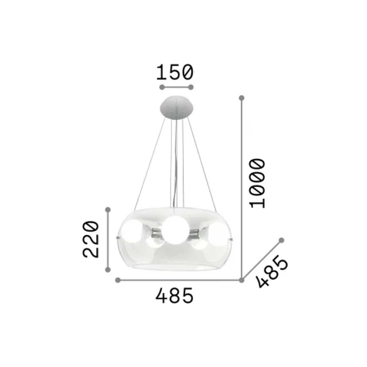 Audi-10 SP5 Pendelleuchte, Ø: 48,5 cm, Transparent