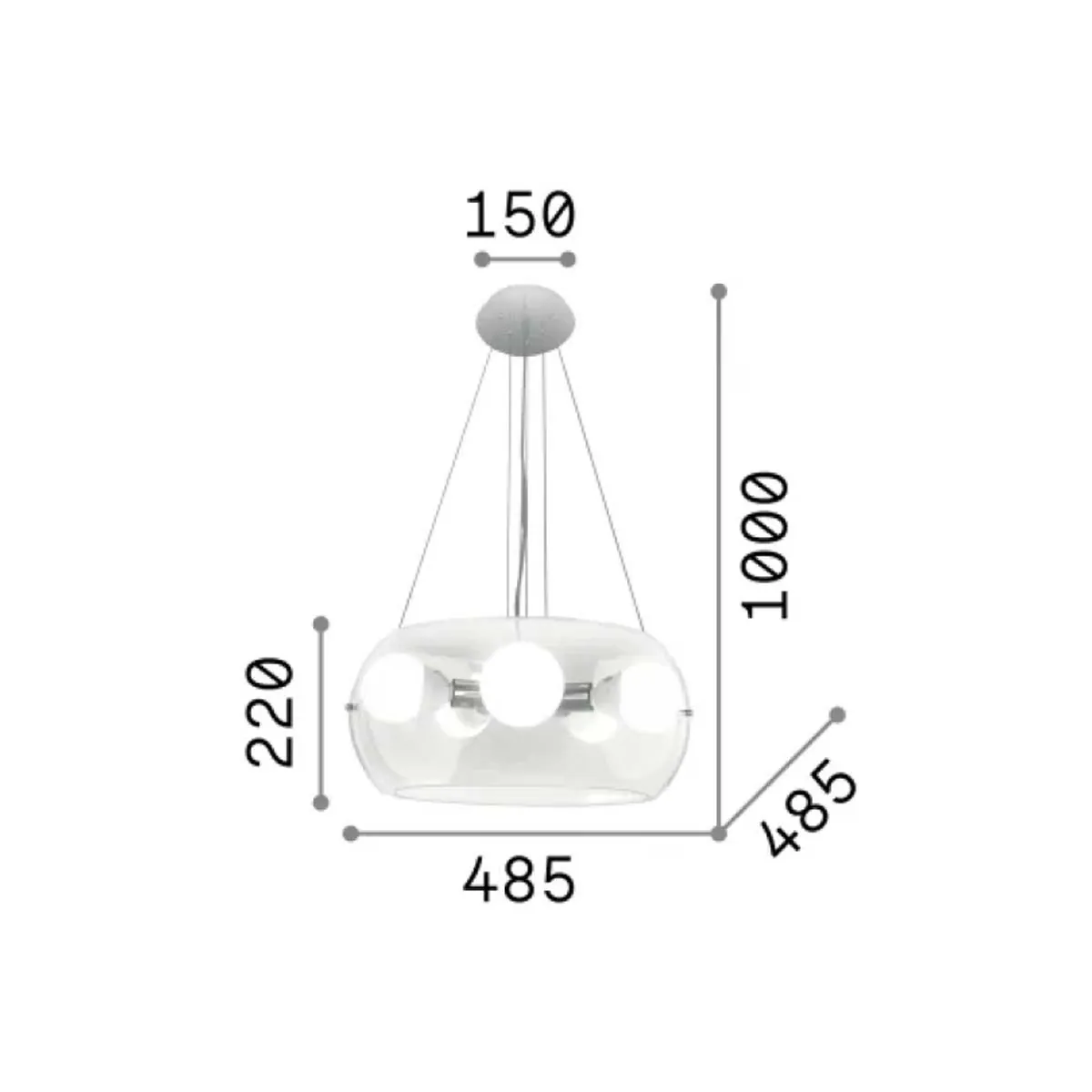 Audi-10 SP5 Pendelleuchte, Ø: 48,5 cm, Transparent