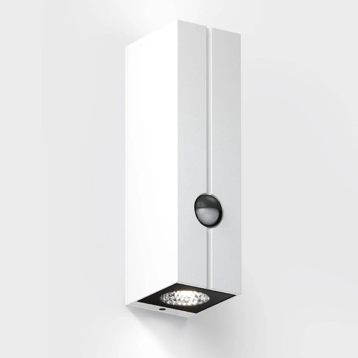 Rechteckige Wandleuchte mit Bewegungsmelder für außen weiß