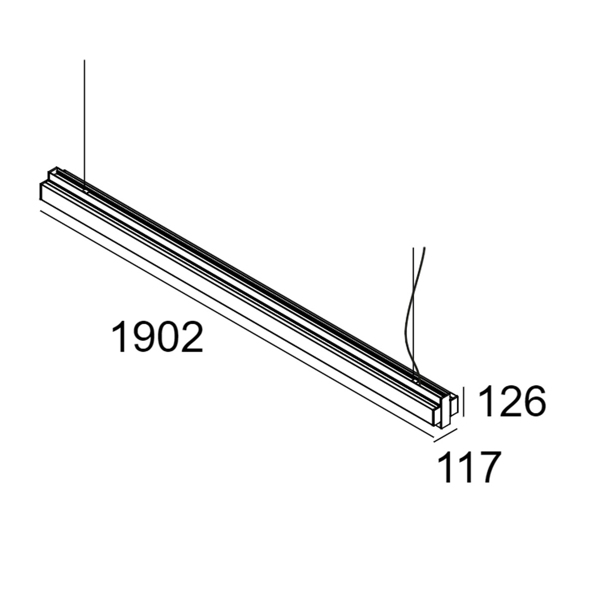 ONE-AND-ONLY P20 DOWN-UP 930 Pendelleuchte, Weiß, nicht dimmbar, L: 190,2 cm ONE-AND-ONLY P20 DOWN-UP 930 DIM5 Pendelleuchte, Schwarz, DALI, L: 190,2 cm