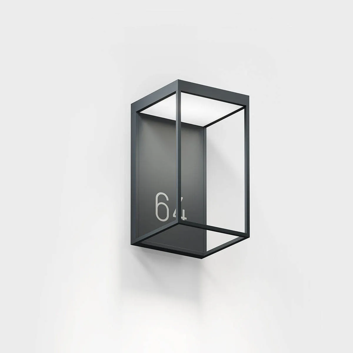 Rechteckige moderne Laterne außen Wandleuchte mit Hausnummer in der Farbe anthrazit
