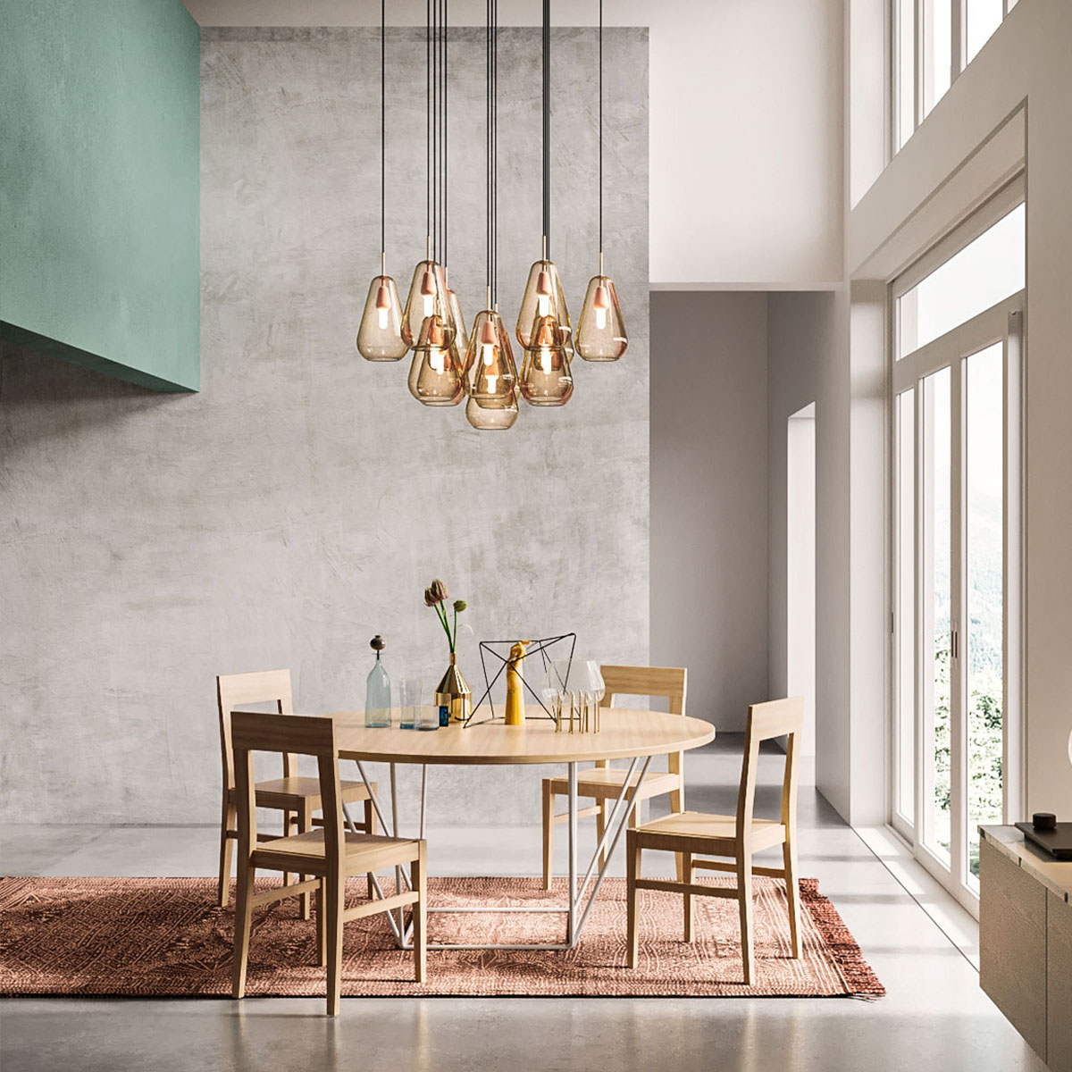 Anoli 13 Pendelleuchte, Ø: 96,5 cm, Gold transparent Anoli 13 Pendelleuchte, Ø: 96,5 cm, Opalglas