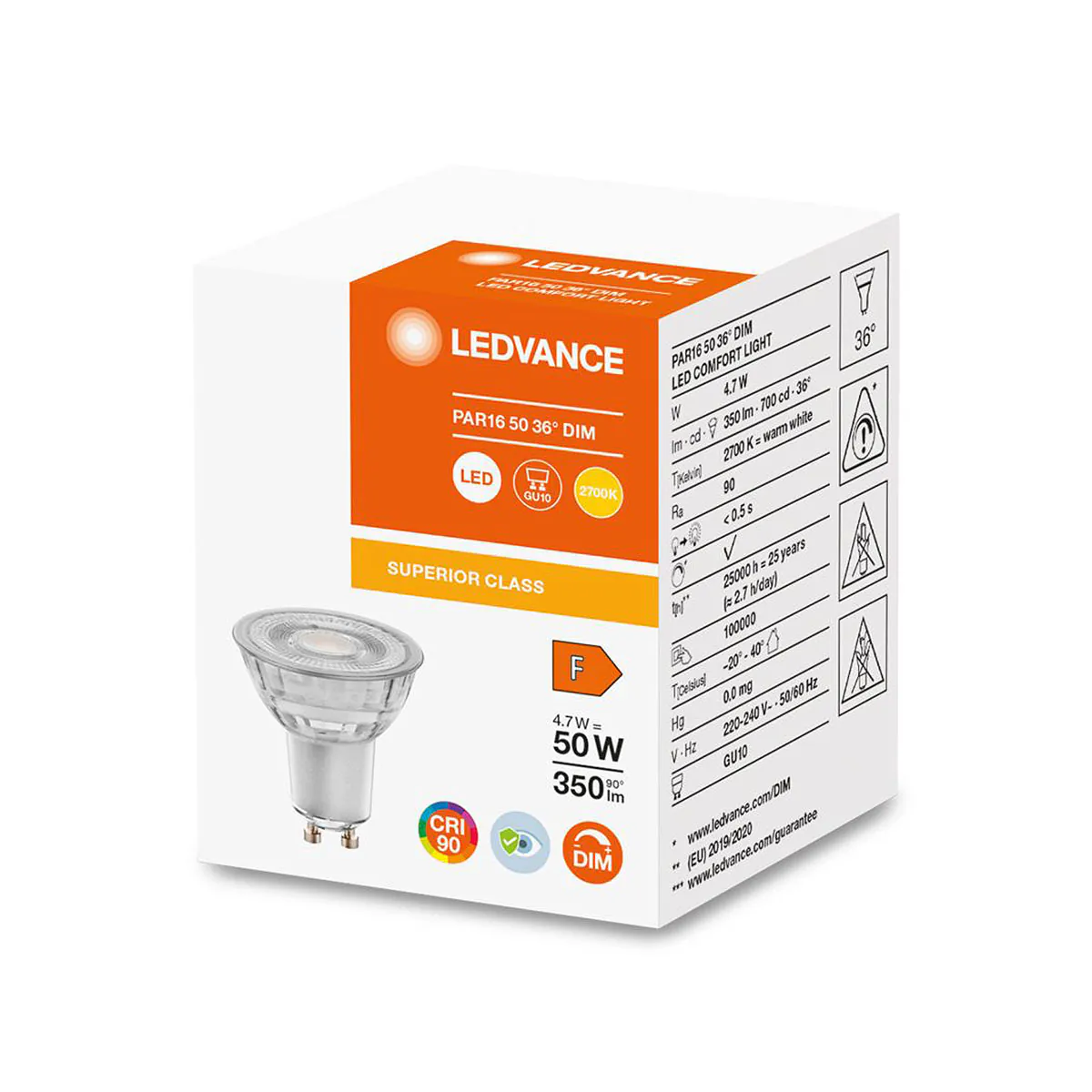 Ledvance Superior Reflektor LED GU10 Spot Klar 4.7W 350lm - 927 Extra Warmweiß dimmbar