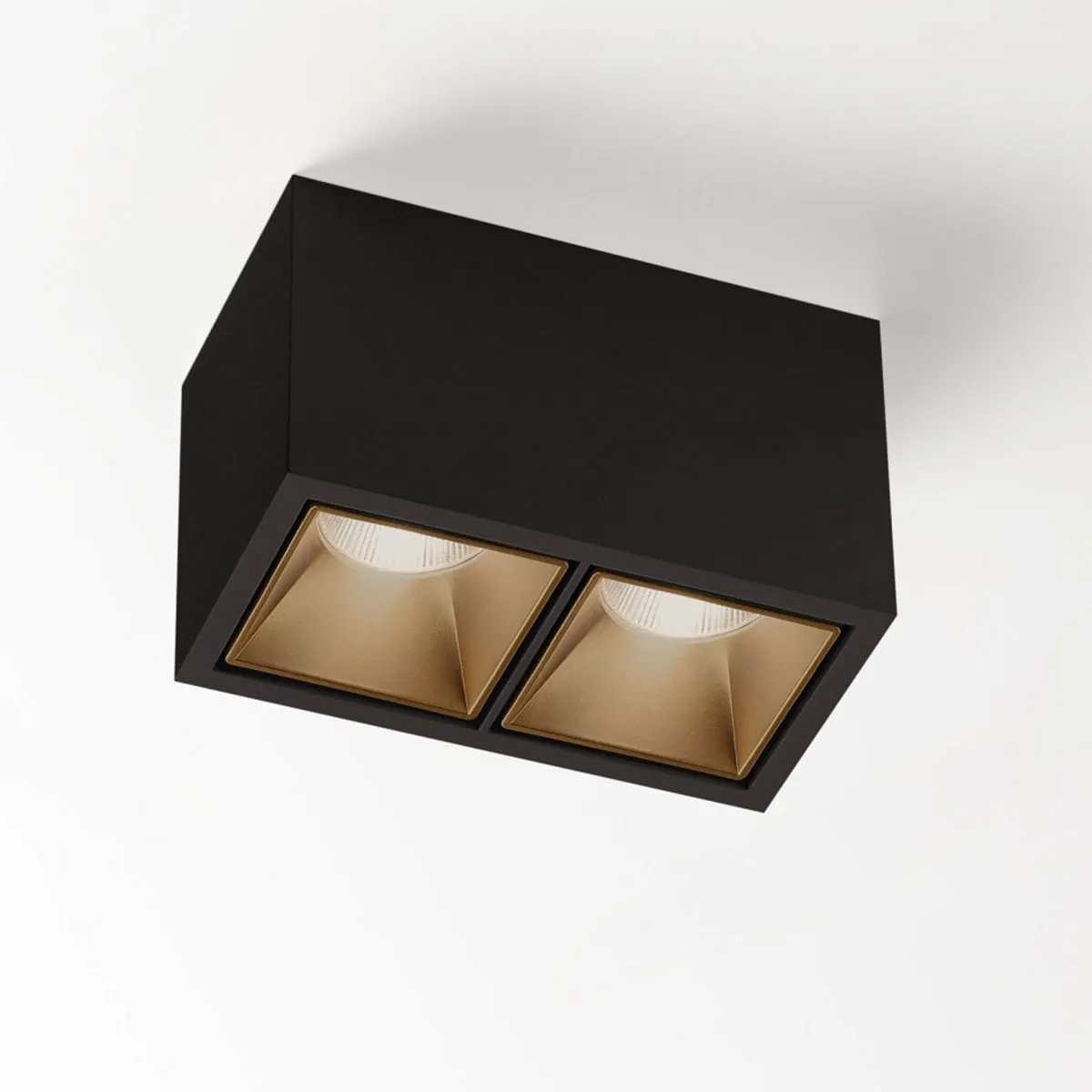 BOXY 2 L 92733 DIM8 Aufbaustrahler, L: 14,8 cm, B: 8 cm, Schwarz & Bronze, Warmweiß 3000K