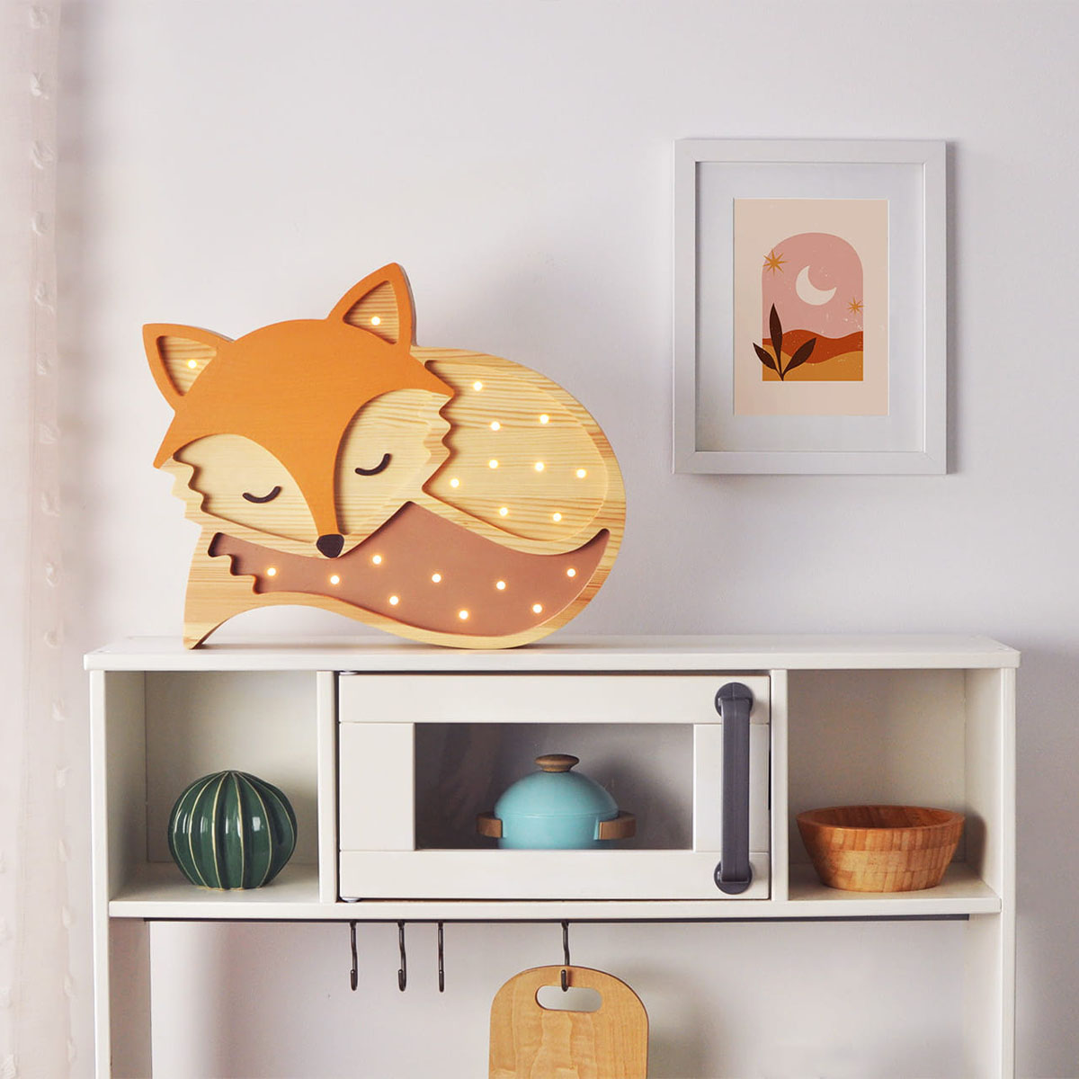 Kinder Nachtlicht Fuchs, Holz, braun/ orange,  handgemacht