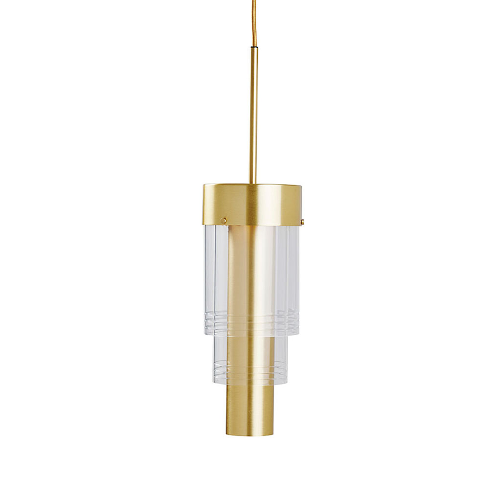 A-Spire Pendelleuchte L Ø 14 cm, Clear Stripes, Messing