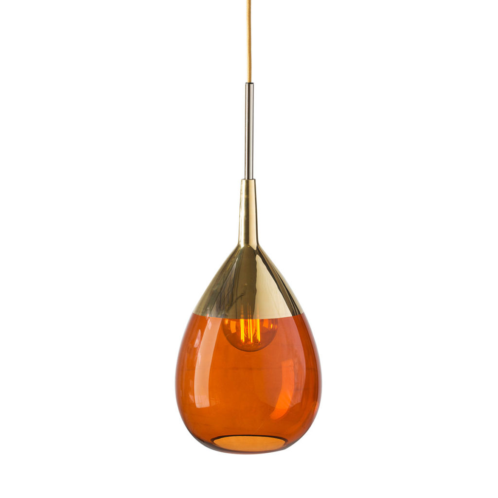 Lute Pendelleuchte L Ø 22 cm, Rust, Gold