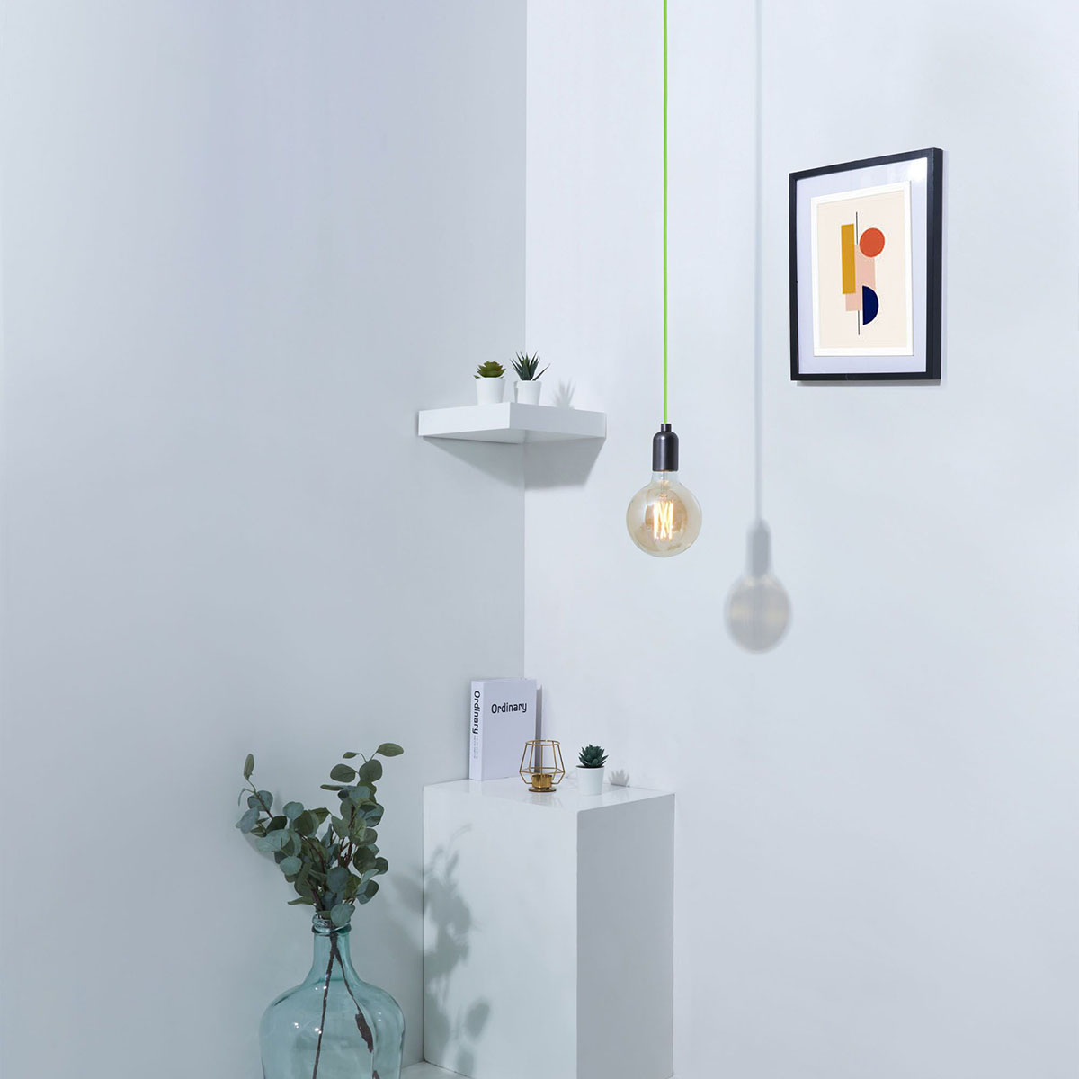 Textilkabel für Lampe, 2 Meter Stoffkabel 2-adrig (2 x 0,75mm²), Grün