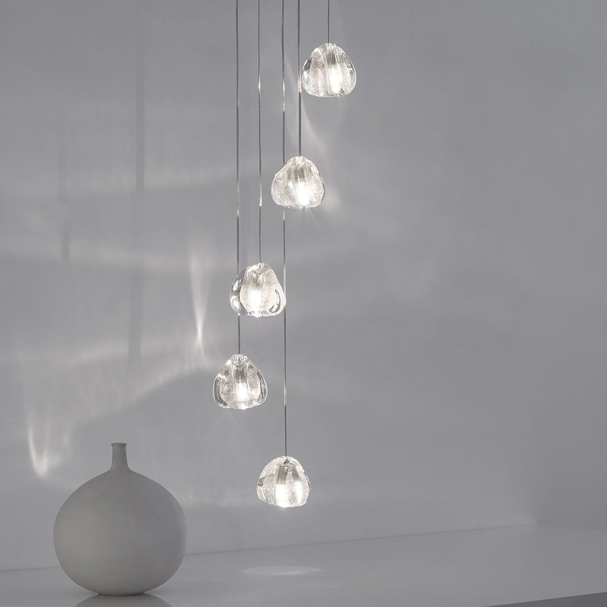 Mizu Pendelleuchte Ø: 11 cm, Silver Dust, G4, IGBT