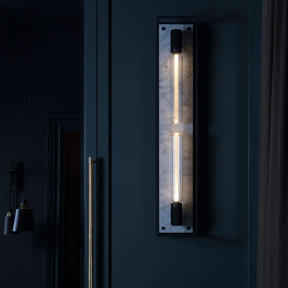 Caged Wall Light X.Large, White Marble Caged Wall Light X.Large, White Marble
