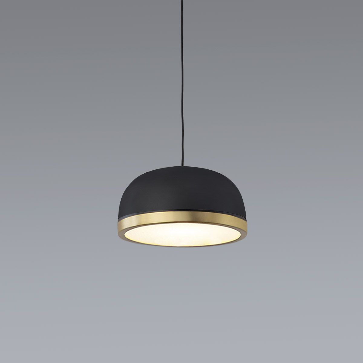 TOOY Molly 556.22 Pendelleuchte Ø: 20 cm, Schwarz, Messing – diffuses, blendfreies Licht