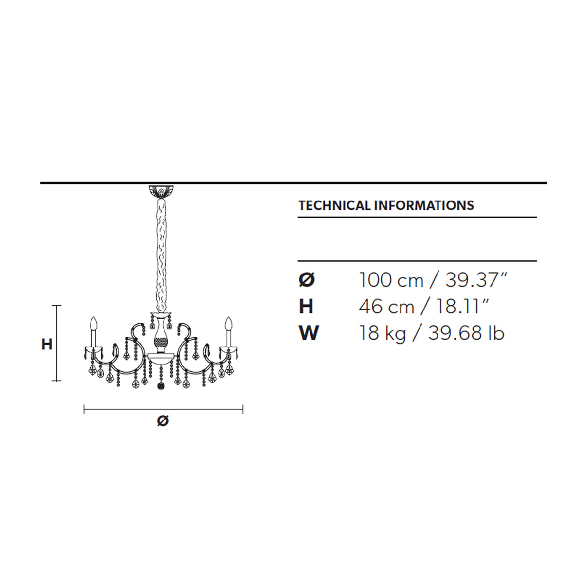 Maria Teresa VE 931 Kristallglas Kronleuchter, 12-flammig, Ø: 100 cm