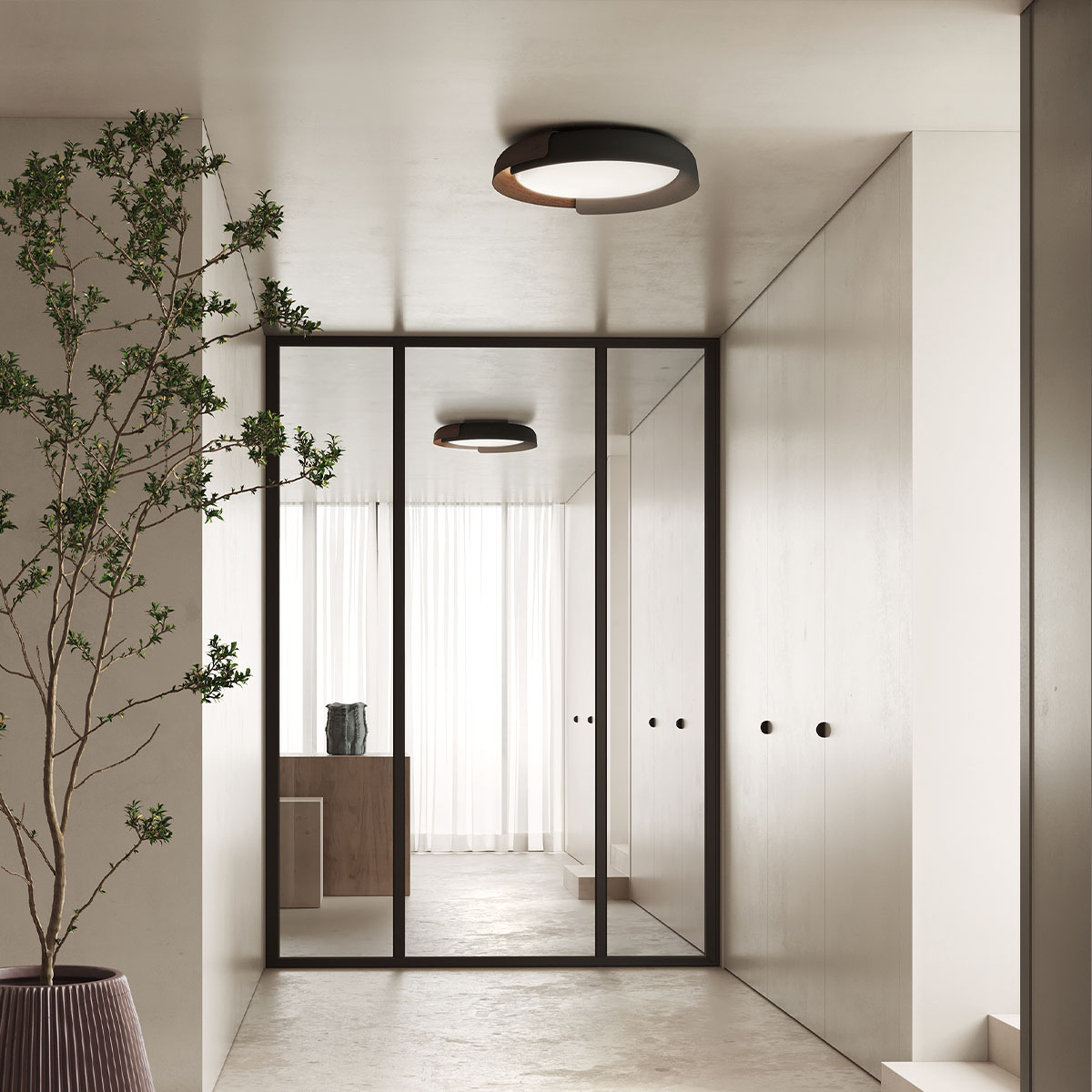 Dala Deckenleuchte, Ø: 58 cm, Beige & Kupfer, Warmweiß 3000K