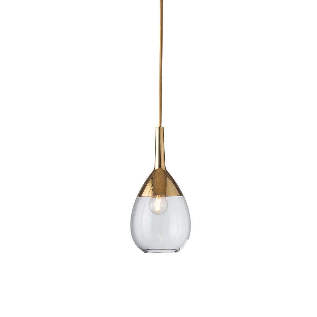 Lute Pendelleuchte S Ø 14 cm, Clear, Gold Lute Pendelleuchte S Ø 14 cm, Clear, Gold