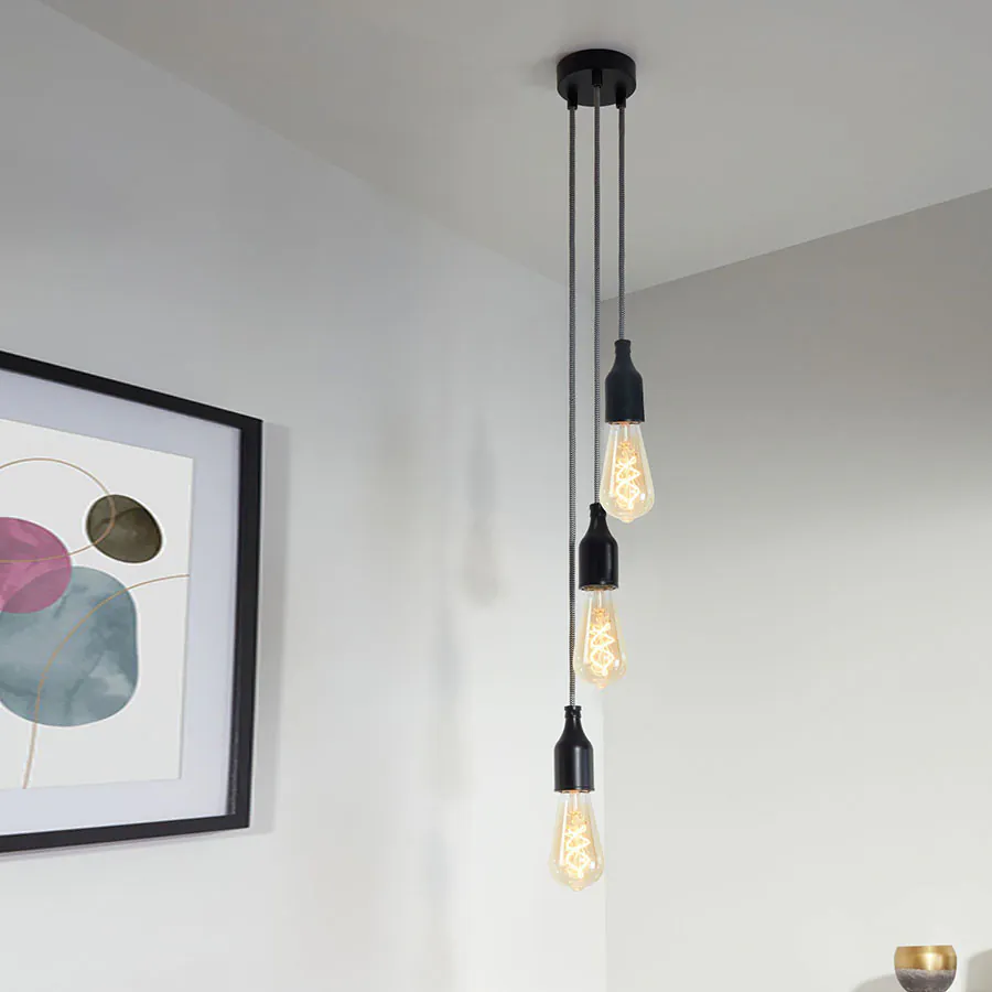 Lampen Baldachin Metall 3-fach Schwarz, Ø: 10 cm x H: 2,5 cm