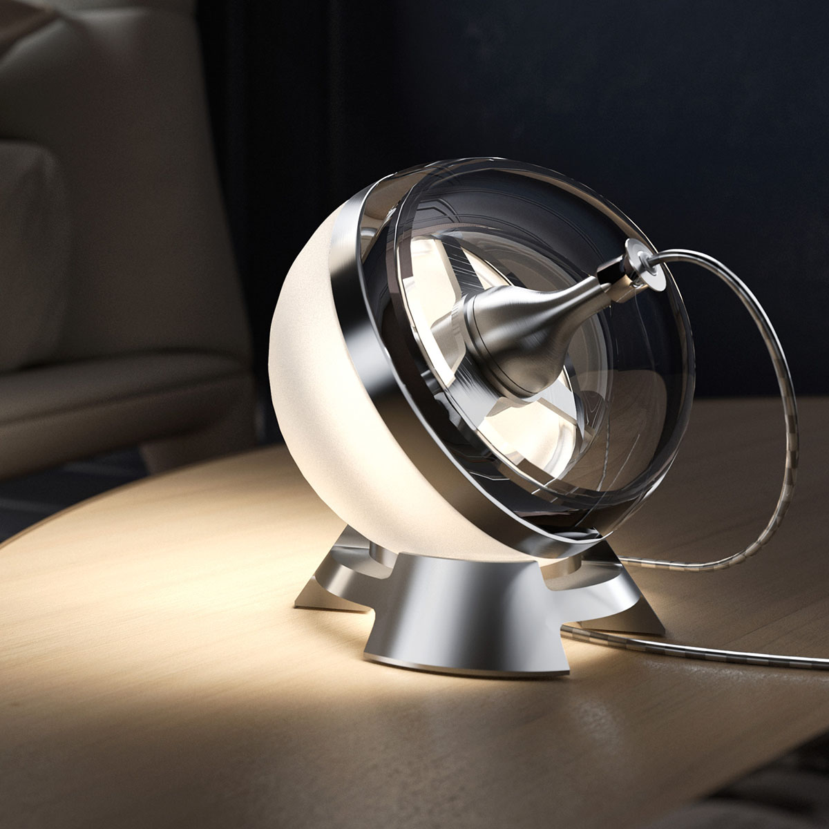 Limbus Eye Frosted Body Tischleuchte, Ø: 12 cm, Aluminium eloxiert, Extra-Warmweiß 2700K
