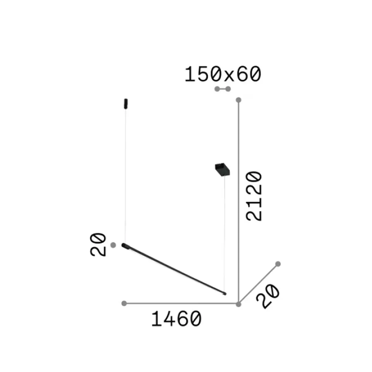 Yoko SP Pendelleuchte, L: 146 cm, Schwarz