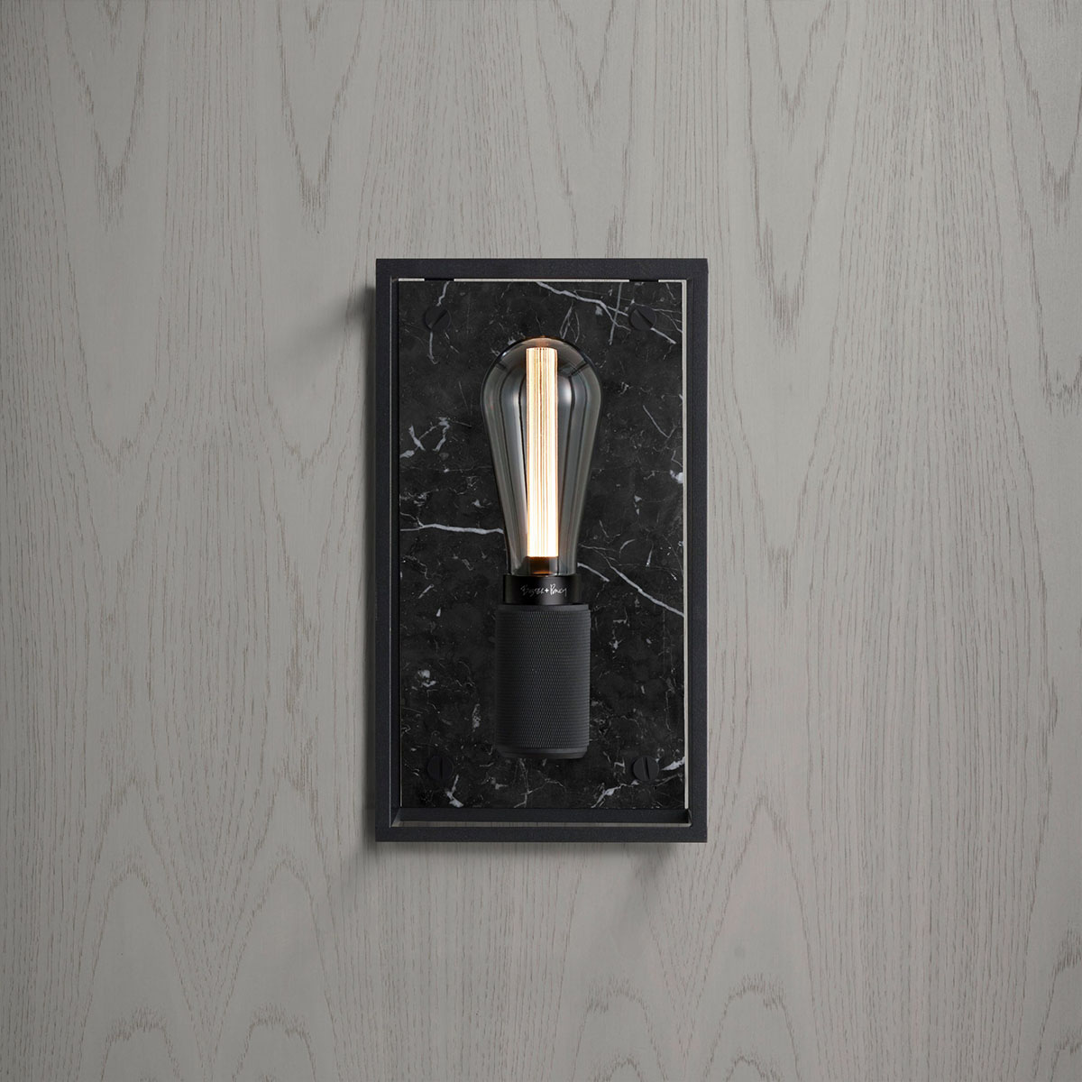 Caged Wall Light Medium, Black Marble
