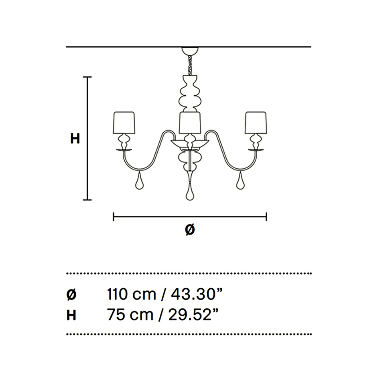 Eva S10 Kronleuchter, 10-flammig, Blattsilber, Ø: 110 cm