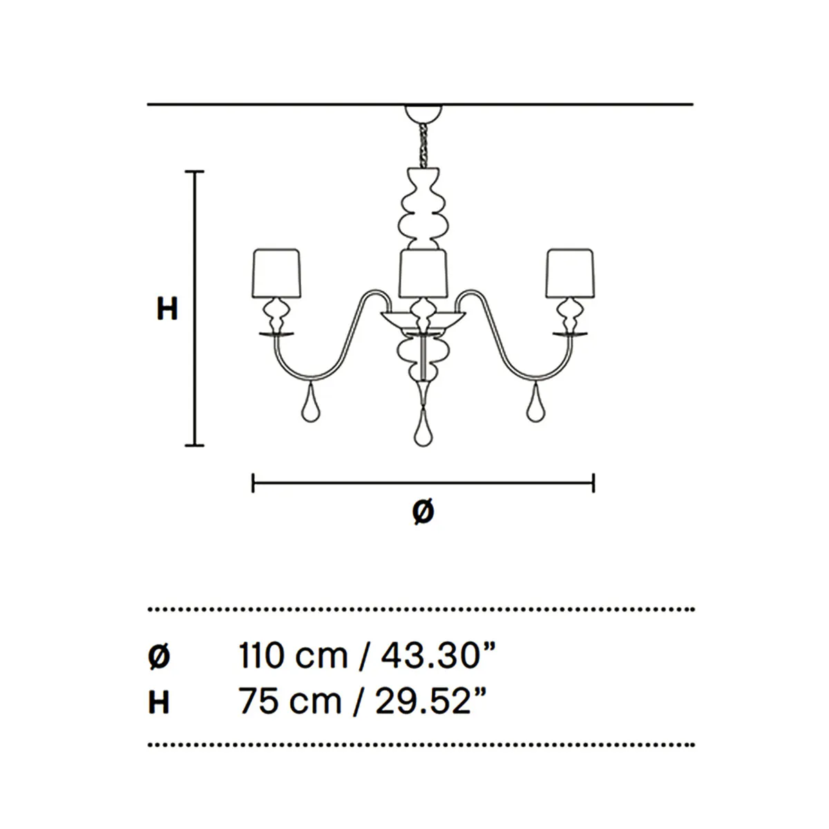 Eva S10 Kronleuchter, 10-flammig, Blattsilber, Ø: 110 cm