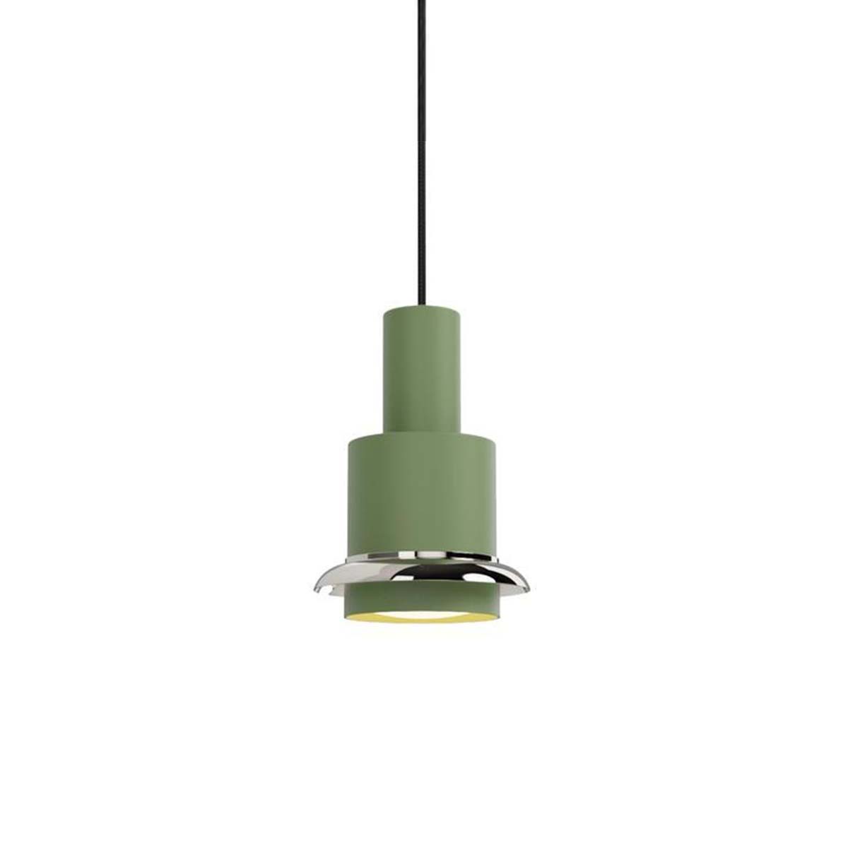 DCW Editions Chaumont 190 Pendant Pendelleuchte, Grün & Nickel, Modern – stilvolle Hängelampe mit glänzendem Nickelrand für elegantes Lichtambiente