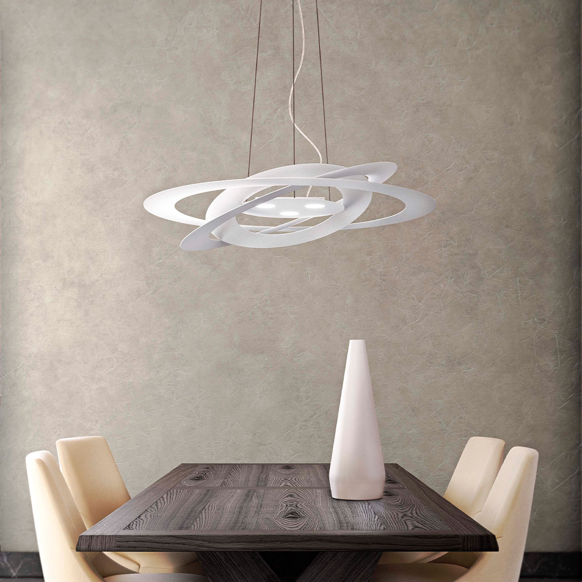 Afelio S60 Pendelleuchte, Ø: 60 cm, H: 12 cm, Weiß Afelio S60 Pendelleuchte, Ø: 60 cm, H: 12 cm, Schwarz