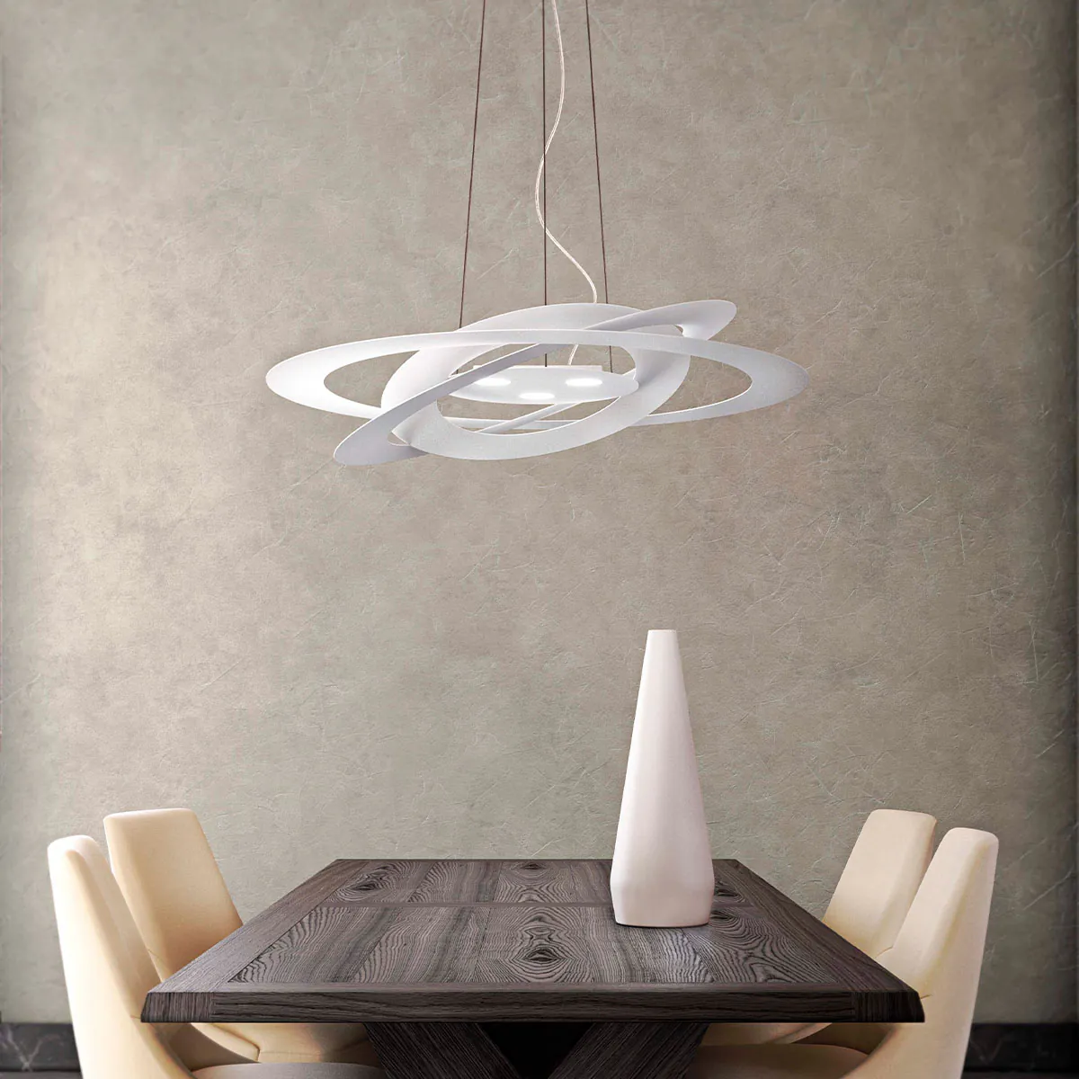 Afelio S60 Pendelleuchte, Ø: 60 cm, H: 12 cm, Weiß Afelio S60 Pendelleuchte, Ø: 60 cm, H: 12 cm, Schwarz